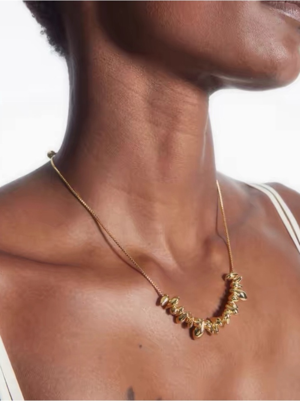 Gold Bead Cluster Necklace - Women Jewelry